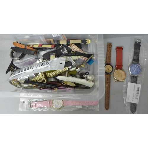 733 - Assorted watch straps and wristwatches