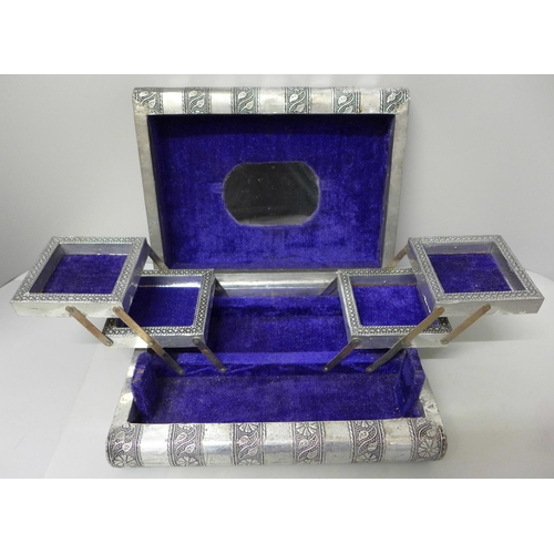 747 - An Indian silver bound jewellery box