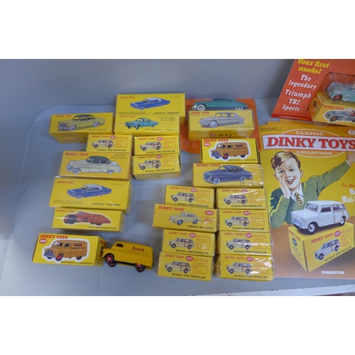756 - Twenty-two Dinky Toys Norev vehicles and magazines