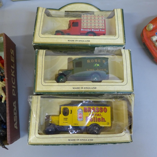 762 - Assorted model cars and a ship in a bottle