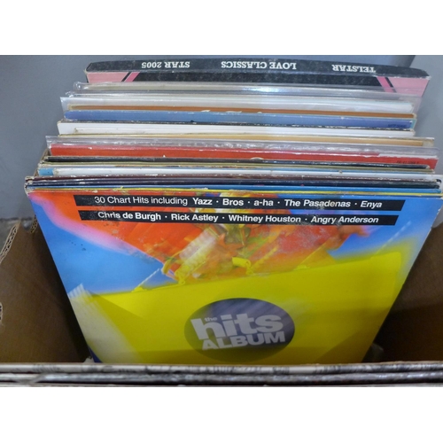 771 - A box of LP records, pop, rock, etc., including two The Beatles