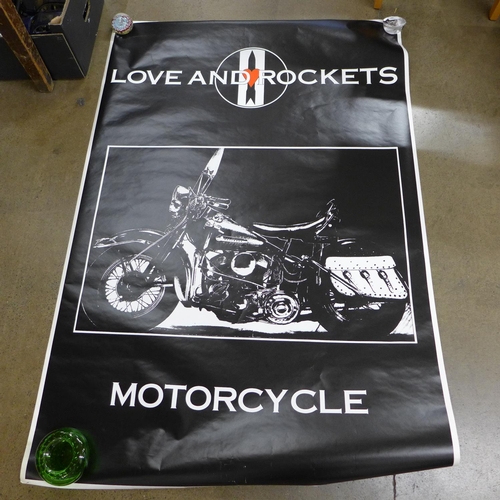 786 - Pop music; Love & Rockets Motorcycle poster, The Lords of the New Church and Artic Monkeys