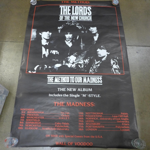 786 - Pop music; Love & Rockets Motorcycle poster, The Lords of the New Church and Artic Monkeys