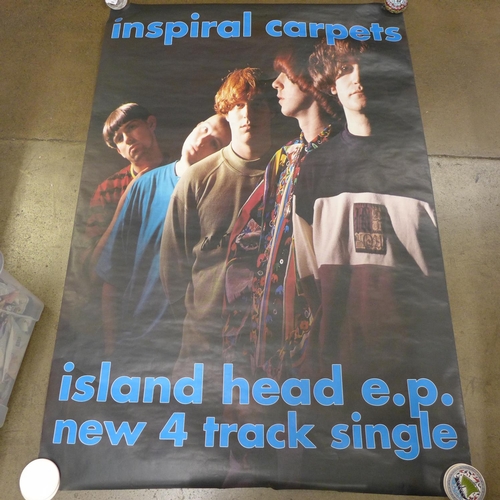 789 - Pop music promotional posters - Depeche Mode tour poster and Inspiral Carpets Island Head promotiona... 