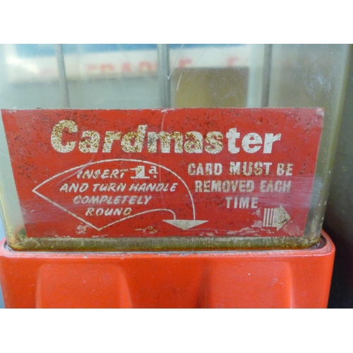 807 - A vintage Cardmaster bubble gum vending machine with 'free card every time'