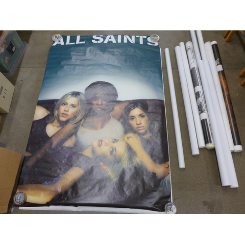 815 - Pop music promotional posters including Sting, Cher, Marc Almond, All Saints, Doors, Sugar Cubes