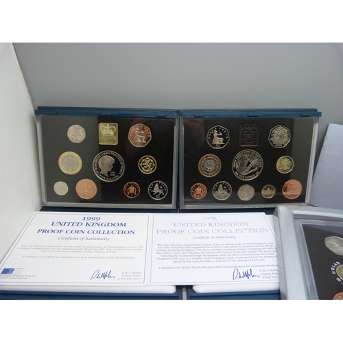 874 - Four UK proof coin sets, 1997, 1998, 1999 and 2000