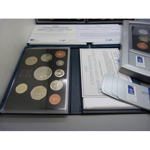 874 - Four UK proof coin sets, 1997, 1998, 1999 and 2000