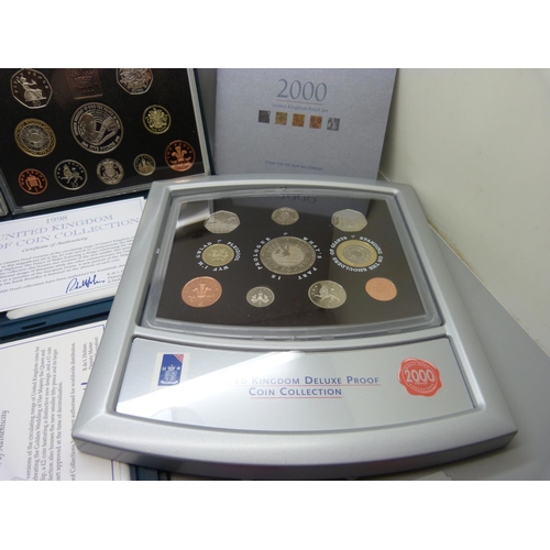 874 - Four UK proof coin sets, 1997, 1998, 1999 and 2000