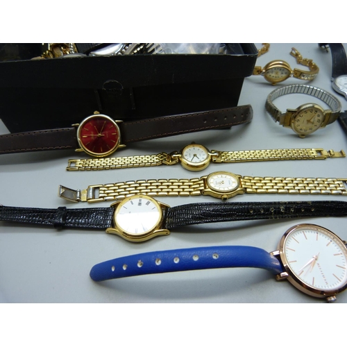 885 - A box of wristwatches and movements including Omega