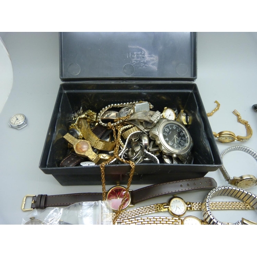 885 - A box of wristwatches and movements including Omega