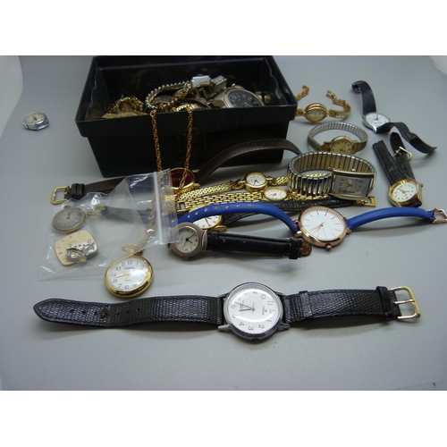 885 - A box of wristwatches and movements including Omega