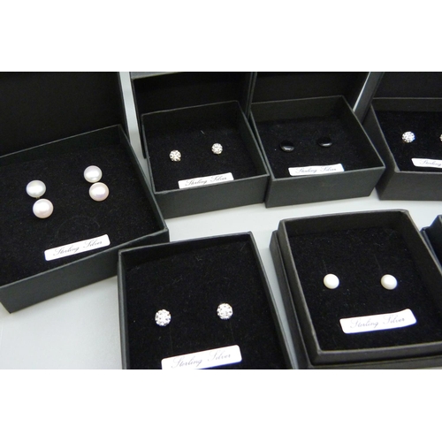 907 - Twelve pairs of silver earrings, boxed