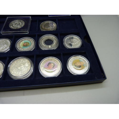 920 - A collection of eleven silver and silver proof crown sized coins including coins from Great Britain,... 