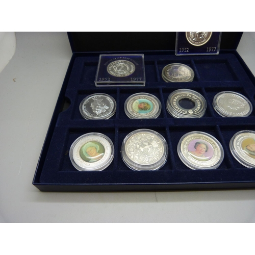 920 - A collection of eleven silver and silver proof crown sized coins including coins from Great Britain,... 