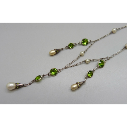 967 - A French paste and faux pearl necklace, 41cm