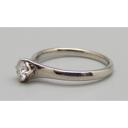 969 - An 18ct gold and diamond solitaire ring, 2.4g, L, 0.30ct diamond weight, (shank stamped 0.33)