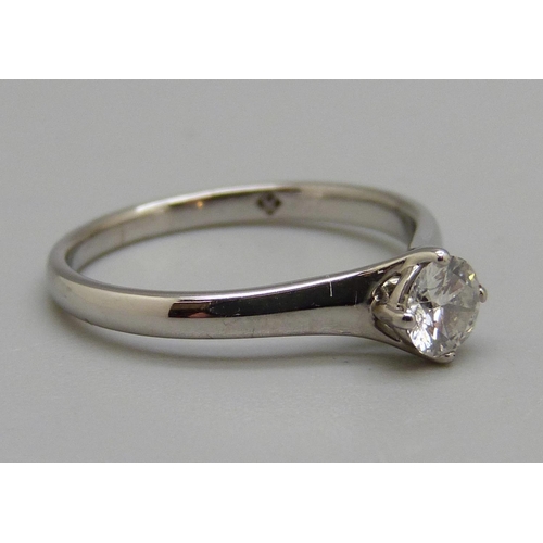 969 - An 18ct gold and diamond solitaire ring, 2.4g, L, 0.30ct diamond weight, (shank stamped 0.33)