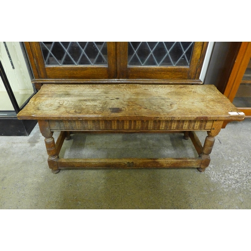 160 - A 17th Century style carved oak window seat