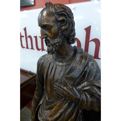 17 - A large 19th Century Italian ecclesiastical carved softwood religious figure, 140cms h