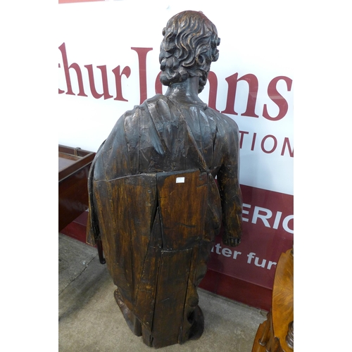 17 - A large 19th Century Italian ecclesiastical carved softwood religious figure, 140cms h