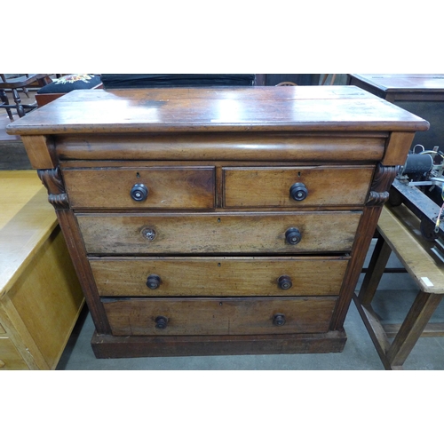 186 - A Victorian Scottish mahogany chest of drawers, a/f