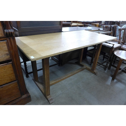 187 - A Cotswold School Arts and Crafts oak refectory table, 76cms h, 153cmsl, 76cms w