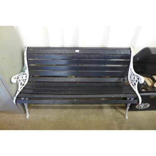 244 - A cast iron ended garden bench