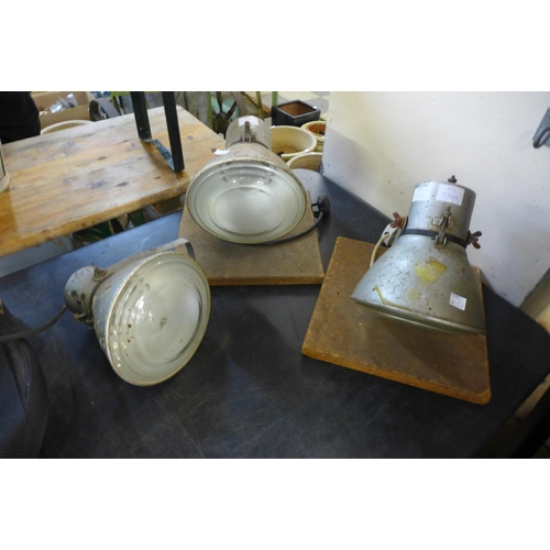 257 - Three vintage industrial spotlights