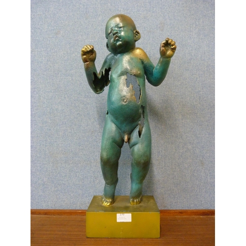 270 - A surrealist bronze figure of an infant