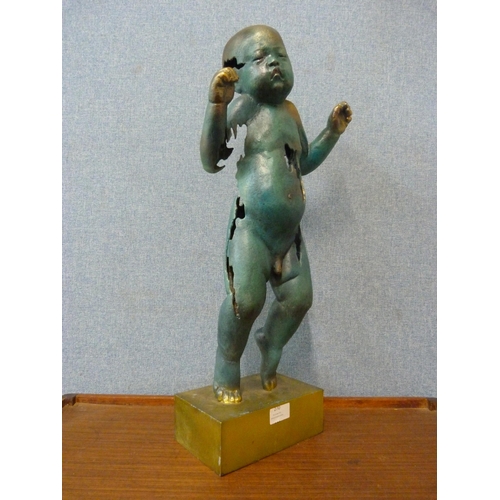 270 - A surrealist bronze figure of an infant