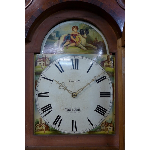 47 - A George III oak 30 hour longcase clock, the painted dial signed Corrall, Mansfield