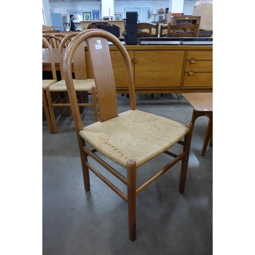 68 - A set of six Danish ash and cord seated dining chairs