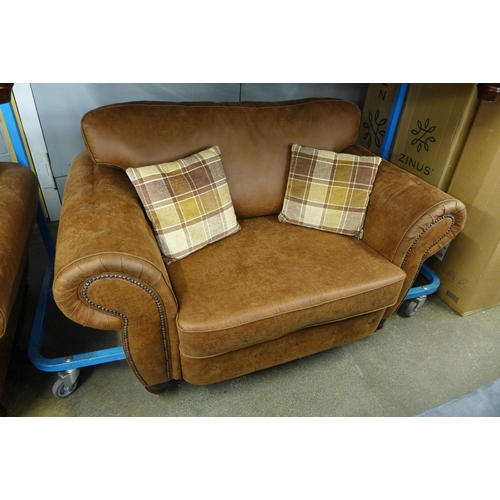 1432 - A County tan upholstered three seater sofa and love seat * this lot is subject to VAT