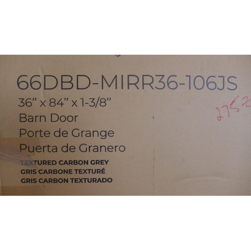 3027 - Ove Decors Brittany Mirrored Interior Barn Door in Carbon Grey Wood (66DBD-MIRR36-106JS), Original R... 