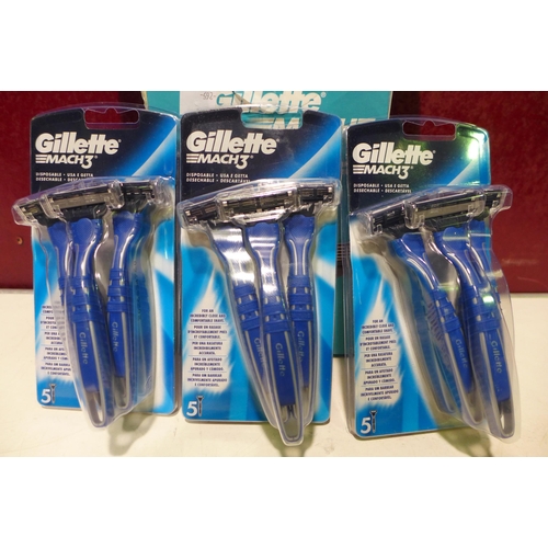 3045 - Mach 3 Disposable Razors 3 X 5 Pack (265-271) *This lot is subject to VAT
