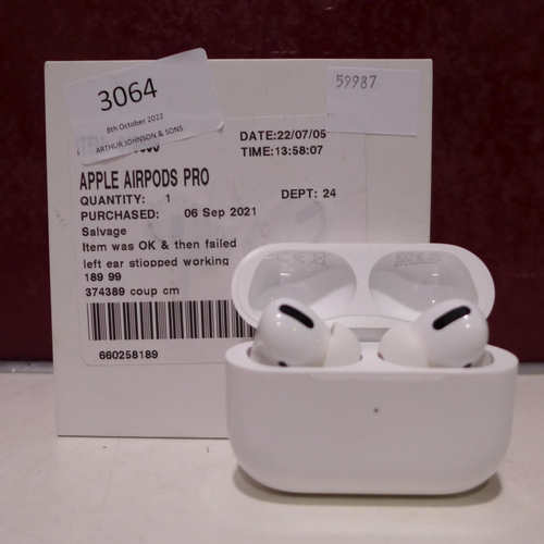 3064 - Apple Airpods Pro MWP22ZM/A, Original RRP £189.99 + VAT (265-14) *This lot is subject to VAT