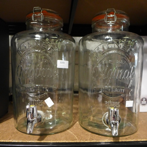 3099 - 2x Kilner Drink Dispensers 8L (265-267) *This lot is subject to VAT
