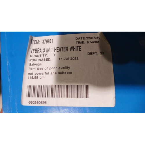 3123 - Vybra 3 In 1 Heater White, Original RRP £119.99 + VAT (265-255) *This lot is subject to VAT