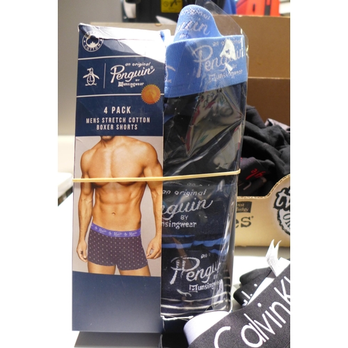 3124 - Men's branded boxer shorts including Calvin Klein, Pringle and Penguin, various sizes * this lot is ... 