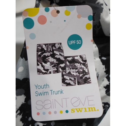 3126 - Boy's splatter camo black & white Saint Eve swim shorts - mixed sizes  * this lot is subject to VAT