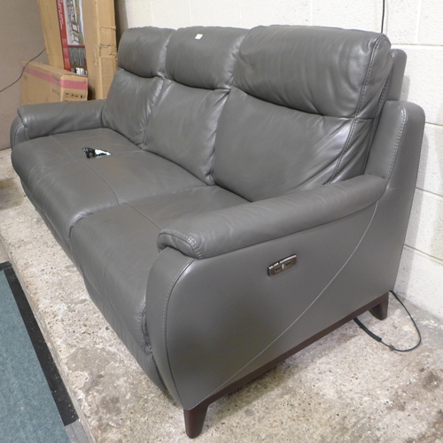 3239 - Barrett 3 Seater Grey Leather Power Reclining Sofa, Original RRP £849.99 + VAT  (265-139) *This lot ... 