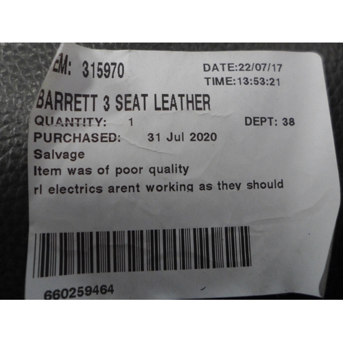 3239 - Barrett 3 Seater Grey Leather Power Reclining Sofa, Original RRP £849.99 + VAT  (265-139) *This lot ... 