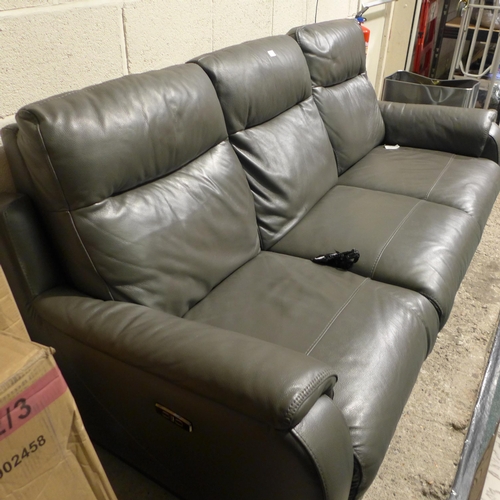 3239 - Barrett 3 Seater Grey Leather Power Reclining Sofa, Original RRP £849.99 + VAT  (265-139) *This lot ... 