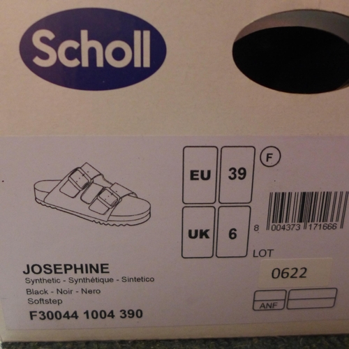 3253 - Pair of women's Scholl Softstep, 2-strap black sandals, UK size 6 * this lot is subject to VAT