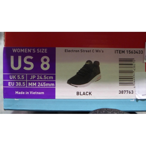 3258 - 2 Pairs of women's black Electron Street C Puma trainers (1 size UK 5, 1 size UK 5.5) * this lot is ... 