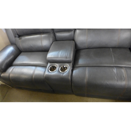 1350 - Dunhill Grey Leather Power Reclining Motion Sofa, original RRP £2249.99 + VAT (4146-7) * This lot is... 