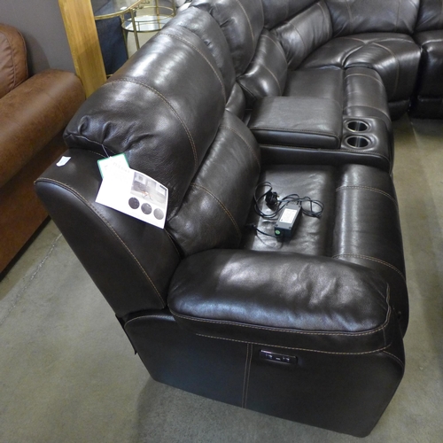 1362 - Dunhill Brown Leather Power Reclining Motion Sofa, original RRP £2249.99 + VAT (4146-6) * This lot i... 