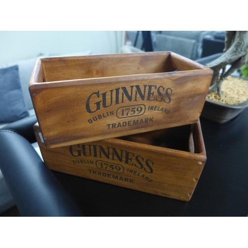 1366 - A set of two wooden rectangular Guinness storage boxes, H 28cms x W 22cms (BX049GU14)   #