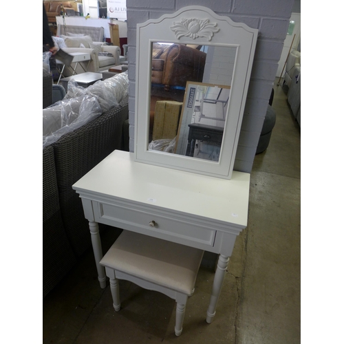 1396 - A white single drawer dressing table with stool